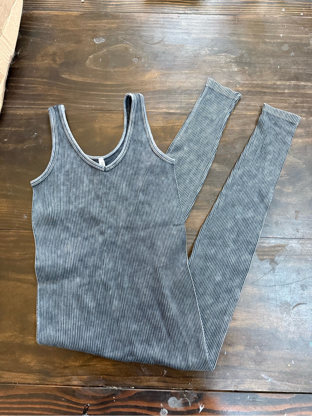 Zenana Outfitters Ribbed V-Neck Tank Jumpsuit in Charcoal